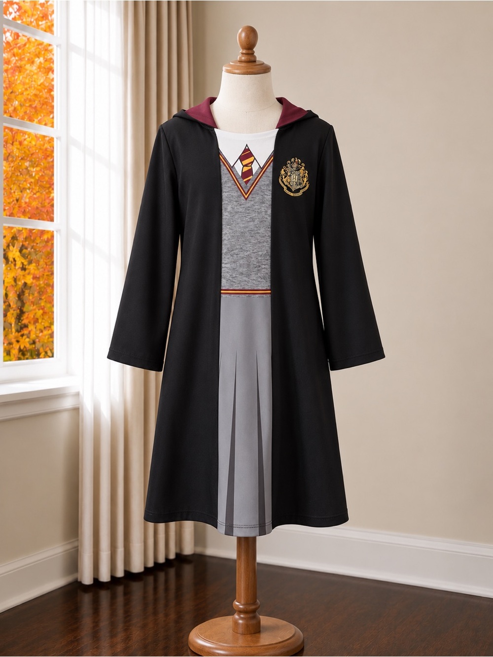 Kids Black and Burgundy Wizard School Costume Dress